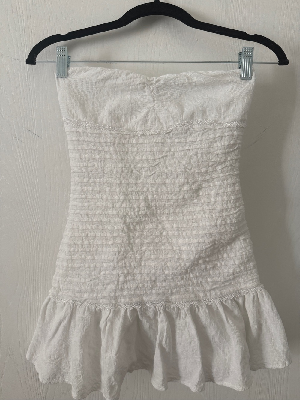 Strapless White Ruffled Summer Top/Dress